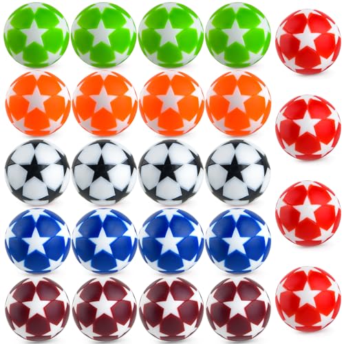Coopay 24 Pieces 32mm Foosball Balls Table Multicolor Football Soccer Replacement Balls for Official Tabletop Game - color: multicolour star