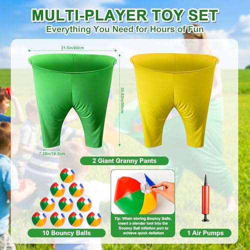 Granny Pants Yard Game, Outdoor Game with Bouncy Ball and Air Pump, Team Relay Family Reunion Party Field Game - size: Adult-2Pcs