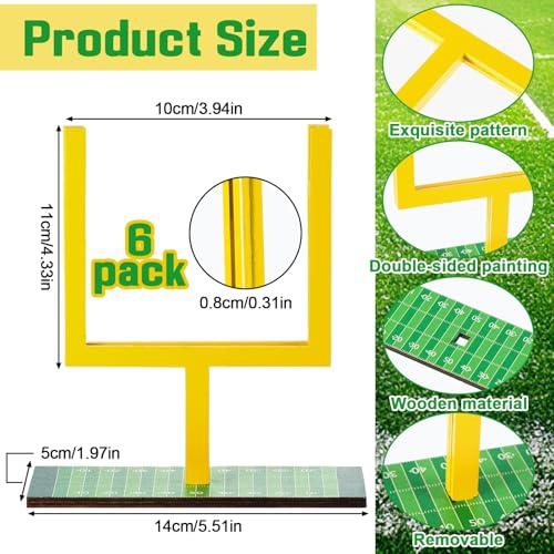 Wonderjune 6 Pcs Football Goal Post Table Centerpieces Sports Party Decorations 4 x 3.5 Inch Wooden Photo Frame for Table Centerpieces with Base for Fans Club Birthday Supplies