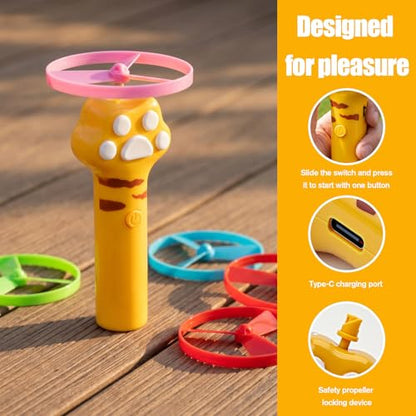 Cat Fetch Toy Launcher with 8 Flying Discs, Rechargeable Interactive Cat Toy for Indoor Cats, Flying Disc Launcher for Hunting Training Exercise, Cat Chase Toy for Active Play and Enrichment (White)