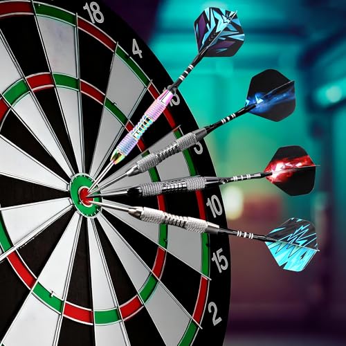 WINSDART Steel Tip Darts 12 Pack Set with Nonslip Iron Barrel Aluminum Dart Shafts and Flights Darts Sharpener an Gift Box - color: Multicolor 3-Darts-I