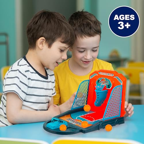 Tabletop Basketball Game - Mini Desktop Basketball Hoop for Office, Work | Mini Desktop Basketball Hoop for Office, Work & Travel. Desk Game Toy Collection. Fun Office Basketball for Kids, Adults - style: Basketball