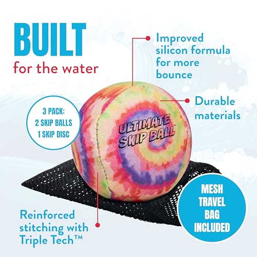 Activ Life The Ultimate Water Skip Balls, Water Bouncing Ball for Swimming Pool, Beach Toys for Friends, Family, Kids and Adults - style: Tie Dye