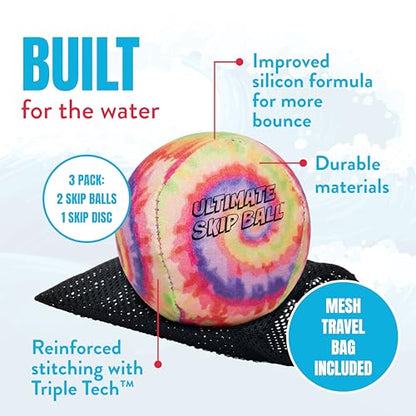 Activ Life The Ultimate Water Skip Balls, Water Bouncing Ball for Swimming Pool, Beach Toys for Friends, Family, Kids and Adults - style: Tie Dye