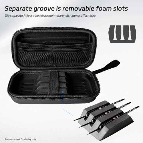 CyeeLife Dart Case - Carrying Case for Steel or Soft Tip Darts, Holds 3 Darts and Extra Accessories, Built-In Storage Tubes and Pockets for Flights, Tips, Shafts