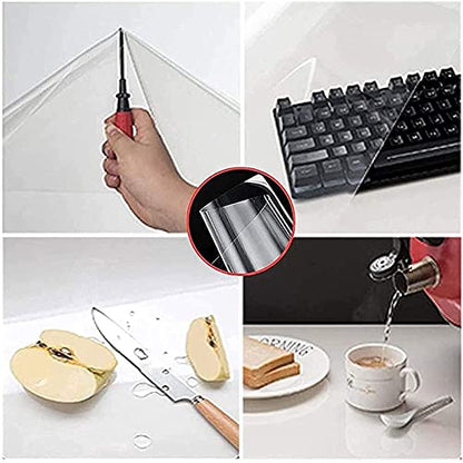 Clear PVC Table Cover Protector - 110x150cm Waterproof, Oilproof, Easy to Clean, Wipeable Tablecloth for Kitchen, Dining, Coffee Table - 1.5mm Thick