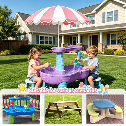 Water Table Umbrella, UV Protection Beach & Picnic Table Umbrella, Heavy Duty Portable Outdoor Shade for Sand Play, Camping, Garden & Backyard. - color: Pink-Umbrella