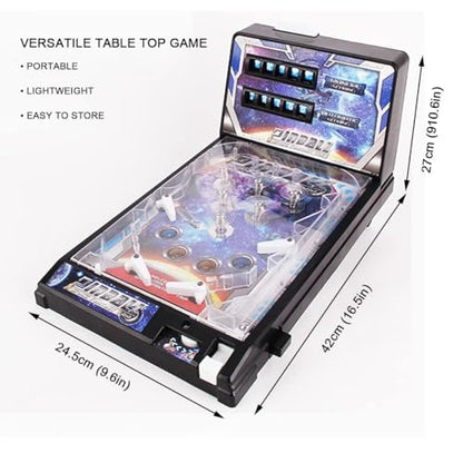 Electronic Tabletop Pinball Game - Retro Arcade Machine with Lights, Sounds and Scoreboard, Desktop Ball Shooting Toy, for Family Kids