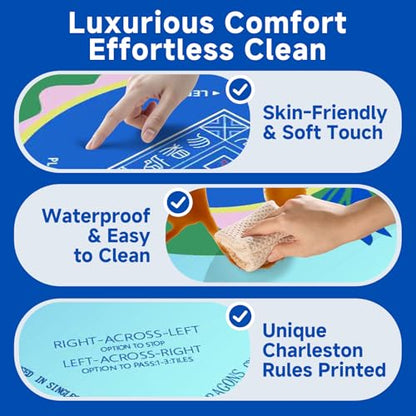 Mahjong Mat 2025 Upgraded No-Crease & No Odor Design, 32.3 Inch with Waterproof Velvet, Non-Slip PU Silicone, Lightweight for Noise Reduction, Includes Printed Rules for Tiles and Cards (Gradent) - color: Gradent1