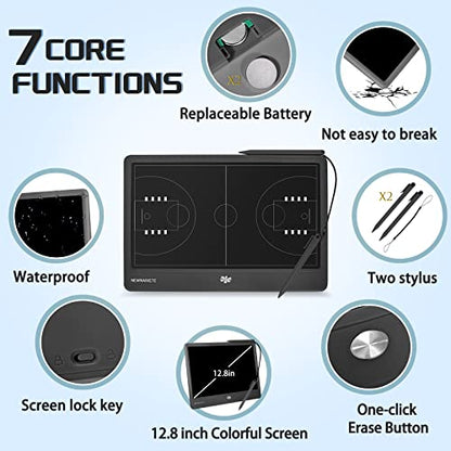 Rechargeable Electronic Basketball Coaching Board - Baskball Tactical Coach Board with Stylus Pen for Coaches Marker Training Writing Digital Basketball Training Equipment