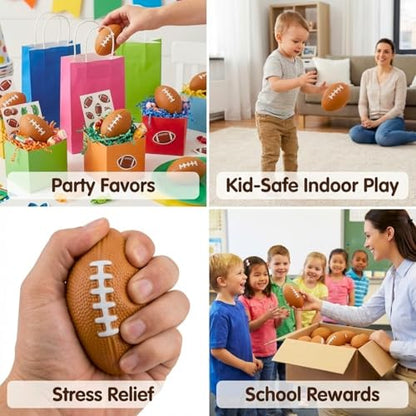 ALISSAR 20-Pack 3.4" Mini Football Stress Balls, Mini Foam Footballs for Football Party Superbowl Decoration, School Carnival Reward Gift