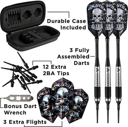 Viper Desperado 80% Tungsten Soft Tip Darts with Storage/Travel Case: Death Mark, 18 Grams - style: Fine Knurling