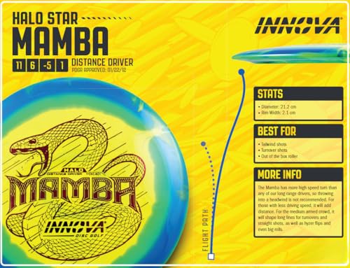Innova Halo Star Mamba Disc Golf Driver – Disc Golf Distance Driver, Max Distance Driver (Colors Will Vary) - size: 170-172g