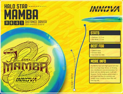 Innova Halo Star Mamba Disc Golf Driver – Disc Golf Distance Driver, Max Distance Driver (Colors Will Vary) - size: 160-164g