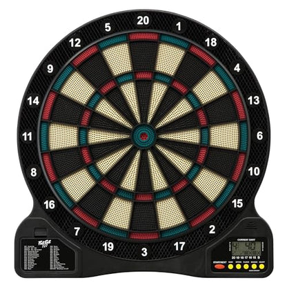 Fat Cat by GLD Products 727 Electronic Dartboard Value Size Over 15 Games and 132 Options Auto-Scoring Compact Display with Missed-Dart Throw Catch Ring Soft Tip Darts and Extra Points Battery