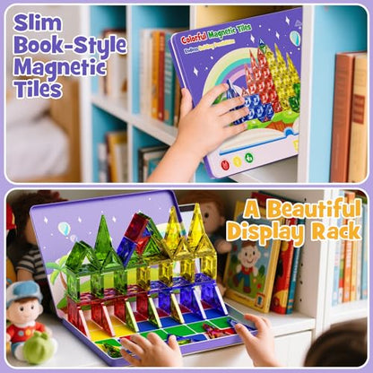 WMXDU 60pcs Large Diamond Magnetic Tile, Magnetic Building Blocks Magnet Toy with Iron Box, STEM Educational Montessori Indoor Building Kit for Preschool Boys Girls Age 3+ Classroom Must Haves - style: 60pcs-Large