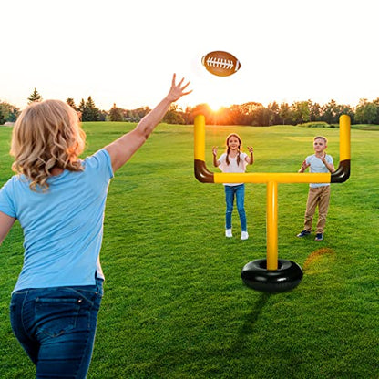 Zhanmai Inflatable Jumbo Football Set Inflatable Football Goal Post with Beach Ball Target Goal Post Ball or Outdoor Sport Summer Beach Pool Party Games Accessories for Practice and Fun