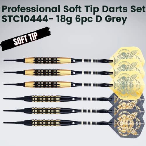 Soft Tip Darts Set - Professional Darts with Customizable Configuration, Aluminum & Plastic Shafts, O-Rings, Flights, Dart Tool, 50PC Extra 2BA Tips - color: 18g-Grey D-STC10444