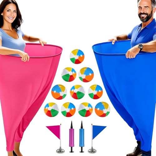 Granny Pants Yard Game for Adults (40 in * 31.5 in),2Pcs Granny Pants Outdoor Games with 10 Bouncy Balls,2 Pumps & Flags, Granny Pants Game for Family Carnival Party Reunion Gathering(Large) - size: Large