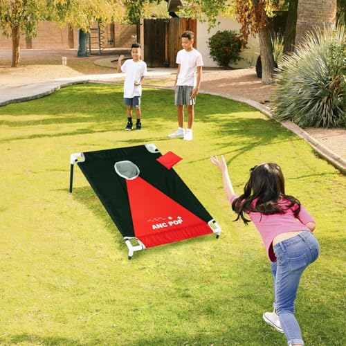 ANC POP Portable Cornhole Game Set PVC Framed Corn Holes Outdoor Game Set 3 x 2 feet with 8 Bean Bags and Carrying Case