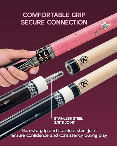 KONLLEN KL-KB Low Deflection Maple Billiards Cue Pool Cue Stick Real Wood Abalone Shell Inlay Wrapless 12.5mm Tip - color: AK-KB-3-set3