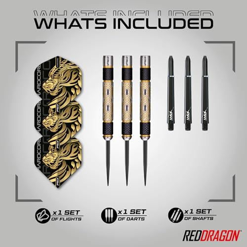 RED DRAGON Golden Eyes Professional Steel Tip Darts Set - 85% Tungsten Darts with Aluminum Shafts & Flights - Available in Weights from 22g to 32g - size: 32G