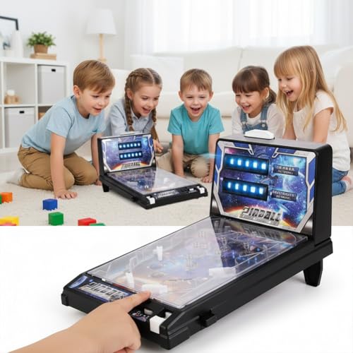 Fun Pinball Machine for Children and Family, Nostalgia Arcade Machine, Electronic Tabletop Pinball Game Toys, Ball Shooting Toys with Lights Sounds and Scorer