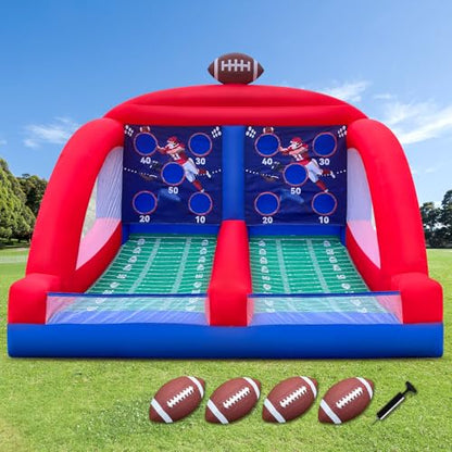 Inflatable Carnival Game Football Toss Game with 4 Inflatable Footalls, Throwing Target Game, Football Target Practice for Outdoor Event, Carnival