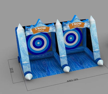 Blue Inflatable Snow Throwing Game Inflatable Ball Toss Target Dart Board 12 Axes+8 Toss Ball for Party/Birthday/Backyard/School/Team Events - style: Double Dart