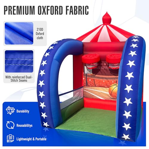 Inflatable Carnival Games — 6.5×6.5×9FT, Built-in Blower, Quick-Inflate — Basketball Hoop (Quick-Inflate Indoor & Outdoor Basketball Game for Backyard Parties, Team Challenges & Event Fun) - style: Basketball Hoop