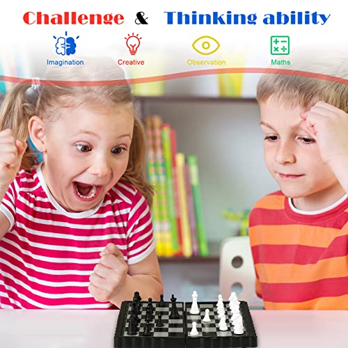 Magnetic Travel Chess Set Mini Fun Checkers with Portable Folding Chess Board Educational Toys for Family Board Games Christmas Party Favors Gifts, 2 Pcs