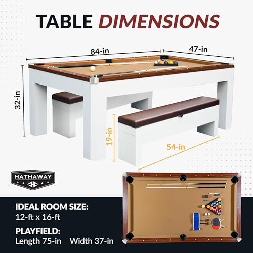 Hathaway Pool Table Combo Set with Benches - color: Walnut