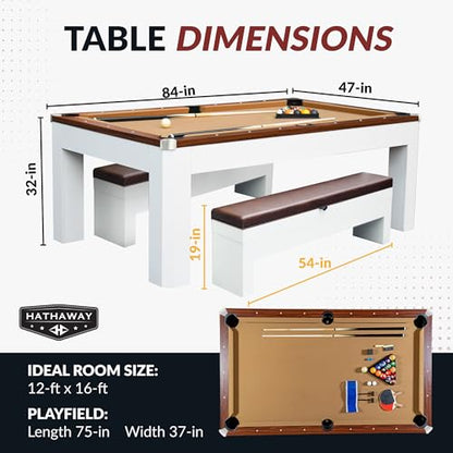 Hathaway Pool Table Combo Set with Benches - color: Walnut