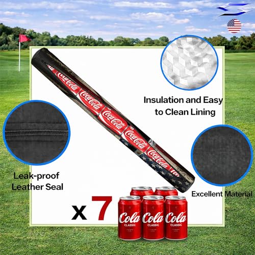 Polar Caddy Insulated Golf Bag Cooler Sleeve – Discreet 7 Can Beverage Chiller Full Length Zipper Adjustable Shoulder Strap Hidden Golf Cooler Bag Fits Most Cart Standard Bags - color: Old USA Golf