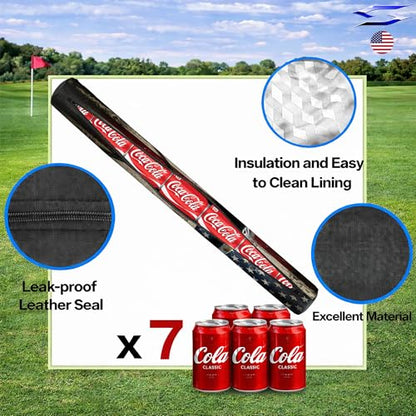 Polar Caddy Insulated Golf Bag Cooler Sleeve – Discreet 7 Can Beverage Chiller Full Length Zipper Adjustable Shoulder Strap Hidden Golf Cooler Bag Fits Most Cart Standard Bags - color: Old USA Golf