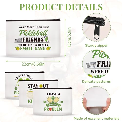 4 Pcs Pickleball Gifts Makeup Bags Dink Ball Bags for or Women Men Cosmetic Bag Christmas Gifts for Women Girls Zipper Canvas Toiletry Bag - style: Pickleball