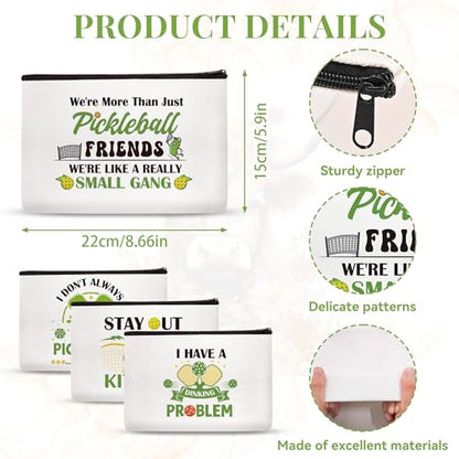 4 Pcs Pickleball Gifts Makeup Bags Dink Ball Bags for or Women Men Cosmetic Bag Christmas Gifts for Women Girls Zipper Canvas Toiletry Bag - style: Pickleball