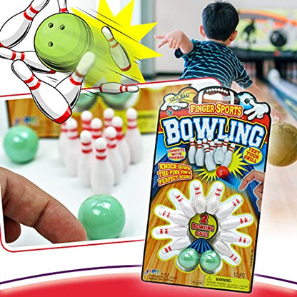 JA-RU Mini Bowling Set (2 Pack) Mini Bowling Pins & Bowling Balls | Small Tabletop Game for Kids | Bowling Party Favors, Stocking Stuffers, Classroom Prizes, & Bowler Gift Ideas. 217-2p - size: 2 Sets