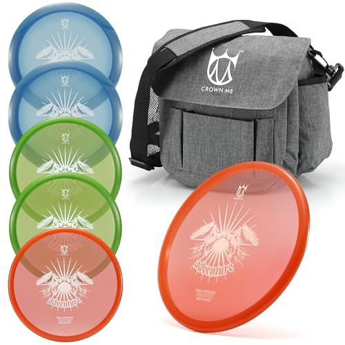 CROWN ME PDGA Aprroved Disc Golf Pro Set with Bag and 6 Discs - color: Grey