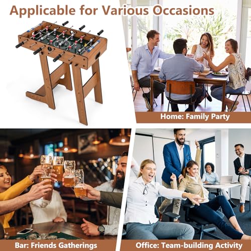 Goplus Folding Foosball Table, 27” Wooden Soccer Game Table with 2 Footballs & Score Keepers, Indoor Outdoor Portable Football Game Set for Adults, Arcades, Bars, Parties, Family Nights