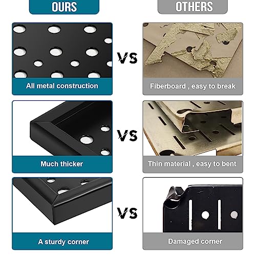 Peg Board, 3 Pack 16-Inch X 36-Inch Heavy Duty Steel Pegboard,Heavy Duty Black Pegboard for Walls, Garage, Workbench, Craft Room Tool Organization, Metal Pegboard Panels(Black) - color: Black