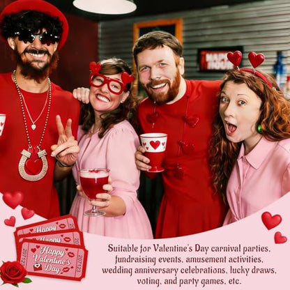 1000 Pcs Valentine Raffle Tickets Roll Red Romantic Heart Carnival Raffle Tickets with Unique Numbered Games Door Drink Prizes Tickets for Events Wedding Anniversary Party Favors Supplies - color: Valentine Raffle Tickets-red