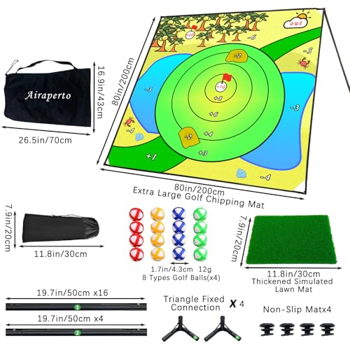 Battle Golf Chipping Game, 80”x80” Large Chipping Mat,Play Outdoor Sticky Golf for Adults,Unique Multiplayer Indoor Outdoor Chipping Game,Friends Family Yard Target Game