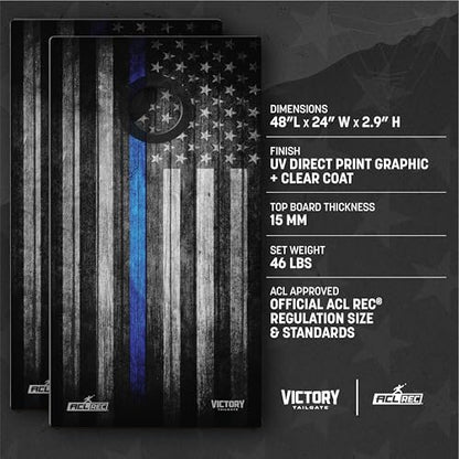 Victory Tailgate 4’ x 2’ Tournament Cornhole Board Sets – Patriotic and Lifestyle Designs – Includes 8 Cornhole Bags – Bean Bag Toss Game for Tailgates & Backyard Fun