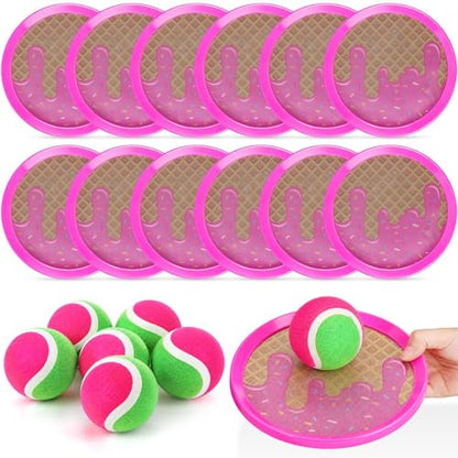 Arrowbash Toss and Catch Ball Game for Kids, 12 Paddles and 6 Sticky Balls, Toddler Baseball Glove & Catch Ball Toys Beach Outdoor Toys Birthday Gift Set for Ages 5 6 7 8-12(12 Pcs,Ice Cream) - style: Ice Cream