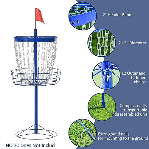 Soozier Portable Disc Golf Basket Target with 24-Chain, Travel Bag