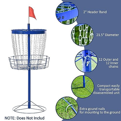 Soozier Portable Disc Golf Basket Target with 24-Chain, Travel Bag