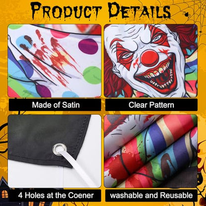 WovWeave Halloween Toss Game Banner with 3 Bean Bags Scary Clown Toss Banner Halloween Carnival Party Throwing Game for Kids Adults Trick or Teat Circus Party Favors Supplies