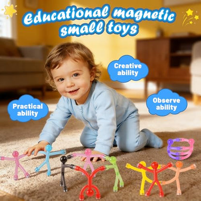 20Pcs Magnetic Men Figures Toys Set with Metal Storage Box, Portable Fidget Toys for Kids Travel, Road Trip Activities Airplane Car, Classroom Educational Games, Birthday Stocking Stuffers Gifts