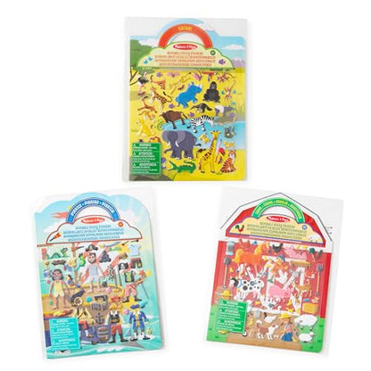Melissa & Doug Puffy Sticker Activity Books Set of 3 – Safari, Pirate &On The Farm, with Reusable Stickers and Fold-Out Scenes, Mess Free Play Set & Travel Toys for Kids Ages 4+ - style: Pirate, Safari & Farm